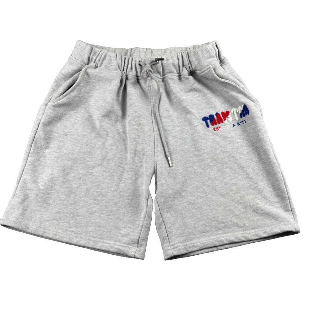Trapstar It's A Secret Shorts Womens Large Heather Gray Embroidered Drawstring